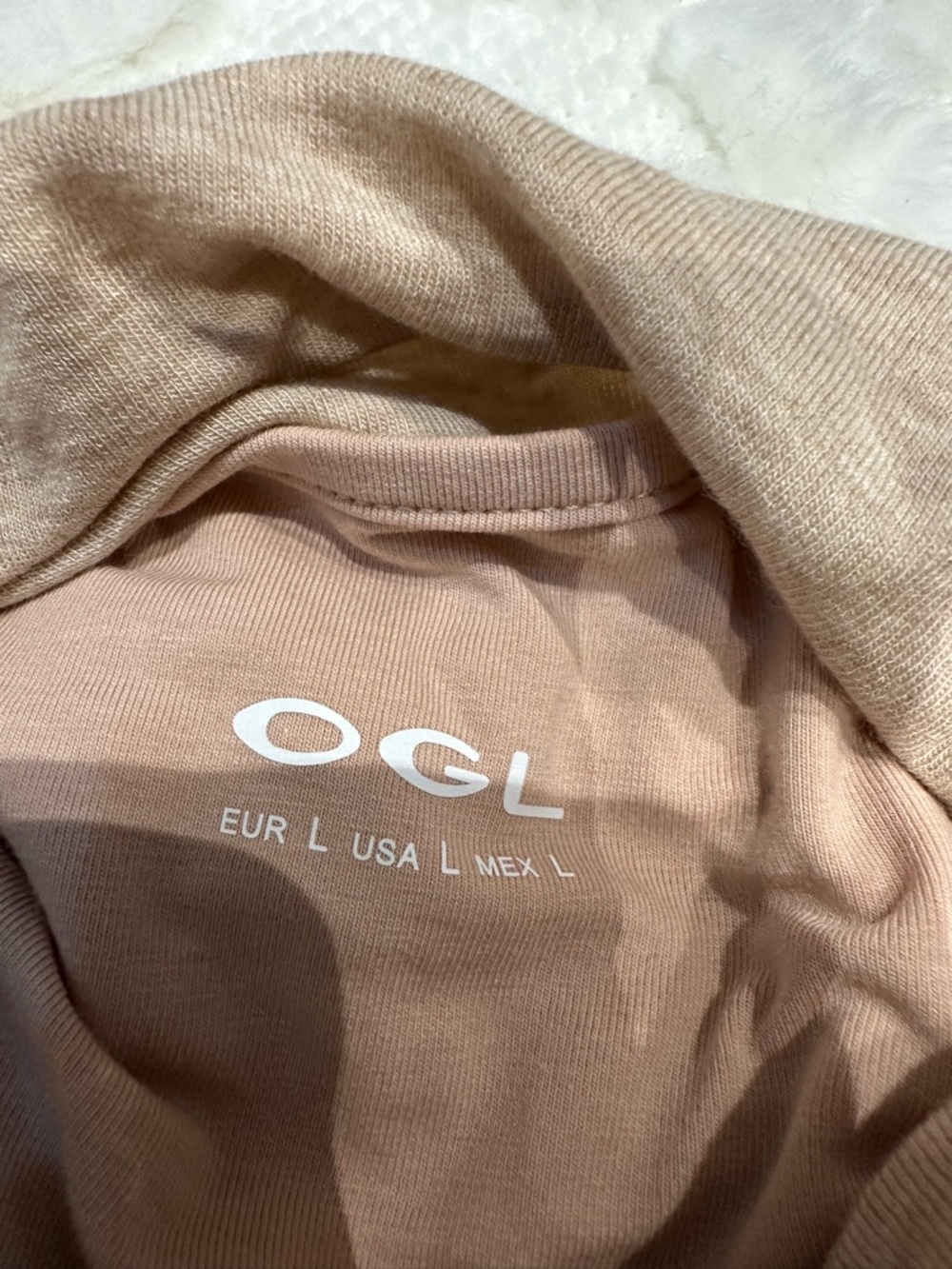 OGL Women's Short Sleeve Built-In Bra Top in Light Beige - Picture 13 of 16